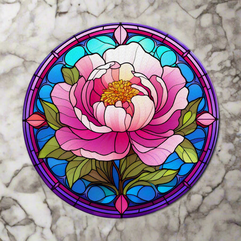 Peony Circular Glass Suncatcher Worktop Saver